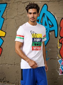 The Indian Garage Co - Men Slim Fit Johnny Bravo Printed Crew Neck T-Shirt