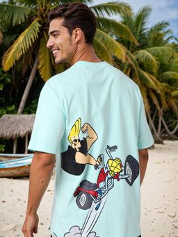 The Indian Garage Co - Men Boxy Fit Johnny Bravo Printed Crew Neck T-Shirt