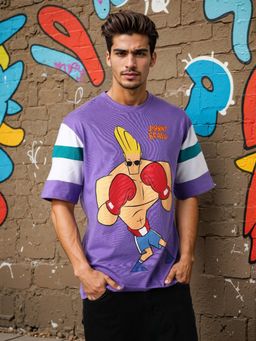 The Indian Garage Co - Men Boxy Fit Johnny Bravo Printed Crew Neck T-Shirt
