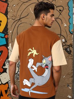 The Indian Garage Co - Men Boxy Fit Tom & Jerry Printed Crew Neck T-Shirt