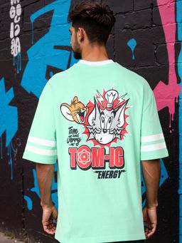 The Indian Garage Co - Men Oversized Fit Tom & Jerry Printed Crew Neck T-Shirt