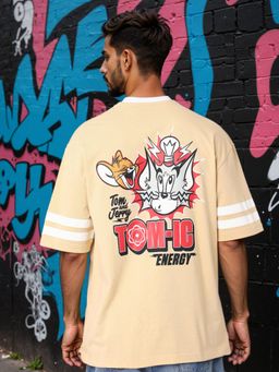 The Indian Garage Co - Men Oversized Fit Tom & Jerry Printed Crew Neck T-Shirt