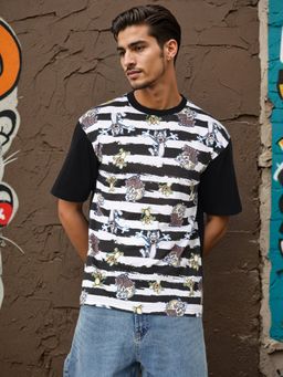 The Indian Garage Co - Men Boxy Fit Tom & Jerry Printed Crew Neck T-Shirt