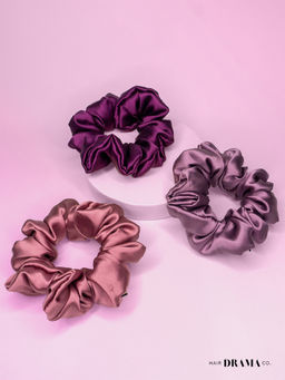 Hair Drama Co. - Periwinkle Satin Scrunchies (Set of 3)