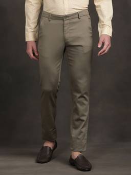 Turtle - Men Narrow Fit Solid Cotton Stretch Khaki Casual Trouser
