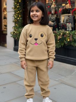 Napchief - Brown Puppy Fleece T-Shirt with Joggers (Set of 2)