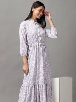 SHOWOFF - Womens V-Neck Maxi White Floral Dress