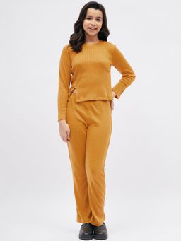 Luyk - Yellow Ribbed Winter Co-Ord Set (Set Of 2)