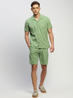 SHOWOFFFF - Mens Short Sleeves Solid Sea Green Oversized Co-Ord (Set of 2)