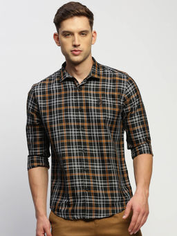 SHOWOFF - Mens Long Sleeves Checked Black Slim Fit Classic Shirt