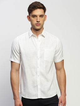 SHOWOFF - Mens Short Sleeves Solid White Slim Fit Standard Shirt