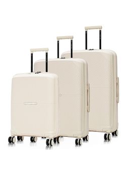 Nasher Miles - Unisex Hawaii TSA Lock & Anti-Theft Hard-Sided Trolley Bags - White (Pack of 3) (S/M/L)