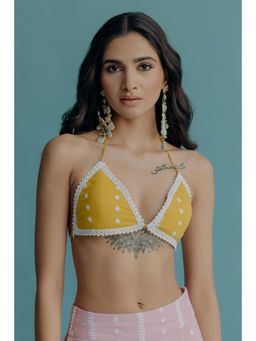 Old Marigold - Laila Yellow Cotton Embroidered Blouse