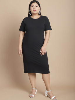 RIGO - Women Black Bodycon Jersey Dress