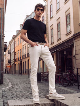 Rare Rabbit - White Solid Slim Jeans