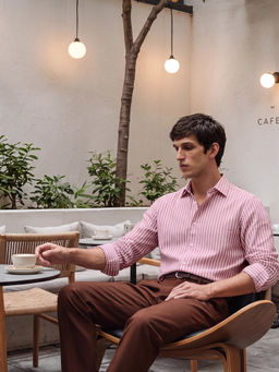 Rare Rabbit - Pink Stripes Regular Fit Shirt