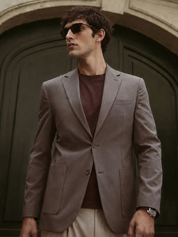 Rare Rabbit - Brown Polyester Blend Solid Party Blazer
