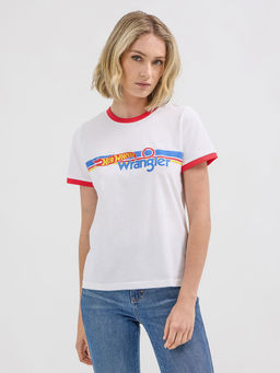 Wrangler - X Hot Wheels Womens Logo Ringer In Bright White Tee