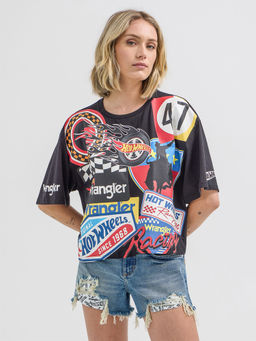 Wrangler - X Hot Wheels Womens Boxy In Black Beauty Tee