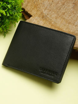 Teakwood - Leathers Men Black Solid Two Fold RFID Protected Leather Wallet