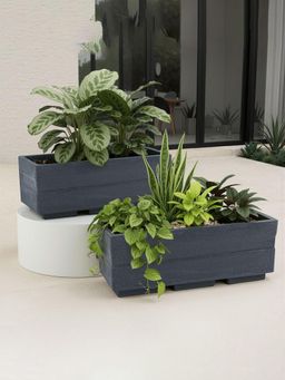 Kuber Industries - Rotomould Planter 20 Inch Rectangular Flower Pot Trow - Grey (Pack of 2)