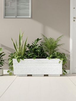 Kuber Industries - Rotomould Planter 20 Inch Rectangular Flower Pot Trow - White
