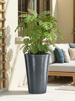 Kuber Industries - Rotomould Big Size Planter 23 Inch with Drain Hole Rib Tower - Grey