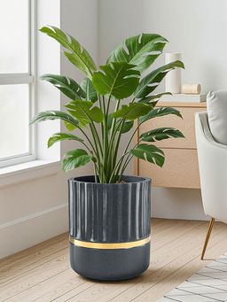 Kuber Industries - Rotomould 14 Inch Planter Pot with Drain Hole Royale Pillar - Grey