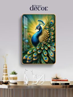 The Next Decor - Peacock Radiance Wood Glass Finish Wall Art
