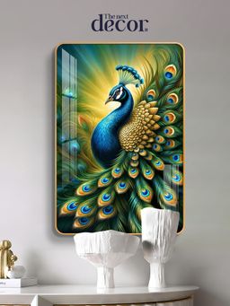 The Next Decor - Peacock Radiance Wood Glass Finish Wall Art
