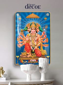 The Next Decor - Lord Panchmukhi Hanuman Wood Glass Finish Wall Art
