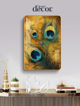 The Next Decor - Peacock Feather Wood Glass Finish Wall Art