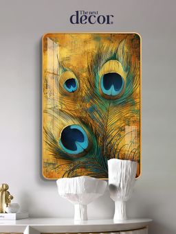 The Next Decor - Peacock Feather Wood Glass Finish Wall Art