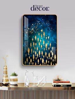 The Next Decor - Golden Ocean Wood Glass Finish Wall Art