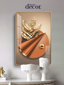 The Next Decor - Golden Leaf Elegance Wood Glass Finish Wall Art