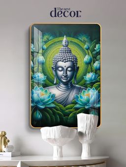 The Next Decor - Lord Gautam Buddha Wood Glass Finish Wall Art