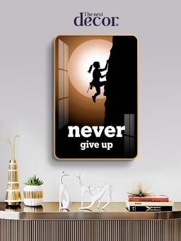 The Next Decor - Never Give Up Motivation Quote Wood Glass Finish Wall Art