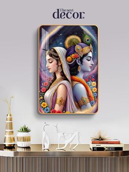 The Next Decor - Radha Krishna Religious Wood Glass Finish Wall Art