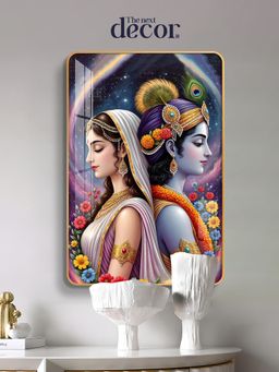 The Next Decor - Radha Krishna Religious Wood Glass Finish Wall Art
