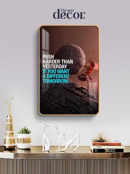 The Next Decor - Push Harder Then Yesterday Motivational Quote Wood Glass Finish Wall Art