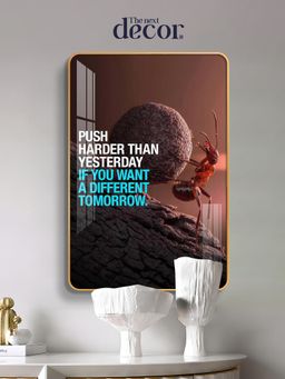 The Next Decor - Push Harder Then Yesterday Motivational Quote Wood Glass Finish Wall Art
