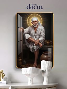 The Next Decor - Lord Sai baba Wood Glass Finish Wall Art