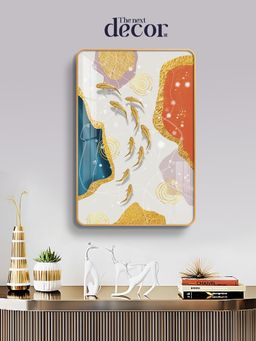 The Next Decor - Orange Gold Blue Koi Fish Wood Glass Finish Wall Art