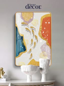The Next Decor - Orange Gold Blue Koi Fish Wood Glass Finish Wall Art