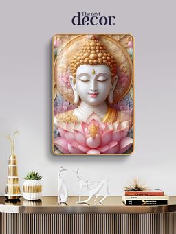The Next Decor - Lotus Serenity Lord Buddha Wood Glass Finish Wall Art