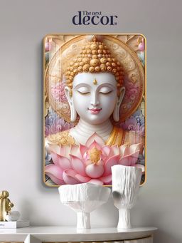 The Next Decor - Lotus Serenity Lord Buddha Wood Glass Finish Wall Art