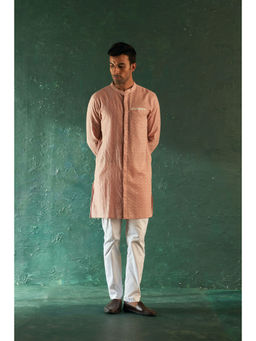 Charkhee - Midas Rose Gold Chevron Kurta With Pyjama (Set of 2)