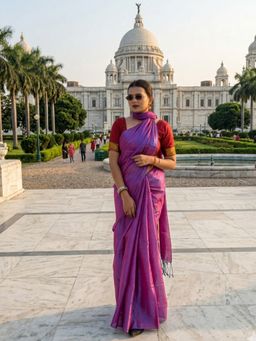 AAKAR - Orchid Mist Purple Handloom Tissue Saree Without Blouse