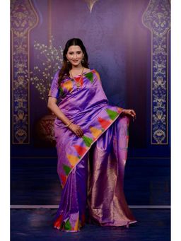 Suha - Lavender Soft Art Silk Paithani Temple Border Saree with Unstitched Blouse