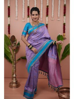 Suha - Lavender Women Soft Art Silk Paithani Temple Border Saree with Unstitched Blouse